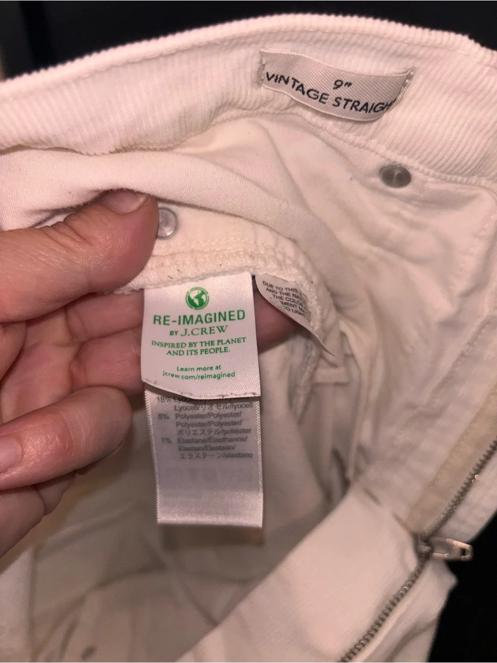 J.Crew Vintage Straight 9” White Corduroy Pants 31 Petite Re-Imagined